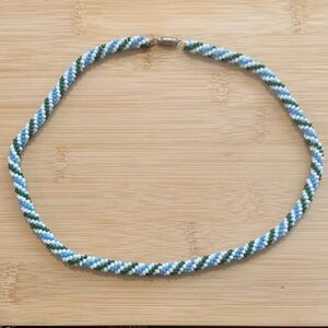 Vintage Green and Blue Beaded Necklace